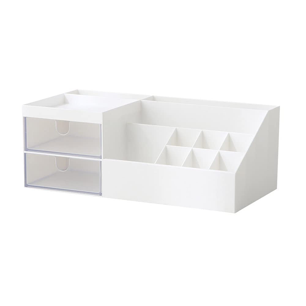 Transparent Multi-Compartment Desktop Storage Organizer with Drawers