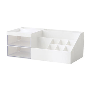 Transparent Multi-Compartment Desktop Storage Organizer with Drawers