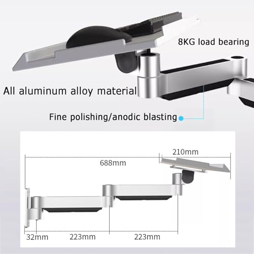 Adjustable Wall Mount Monitor Arm with Keyboard & Mouse Tray