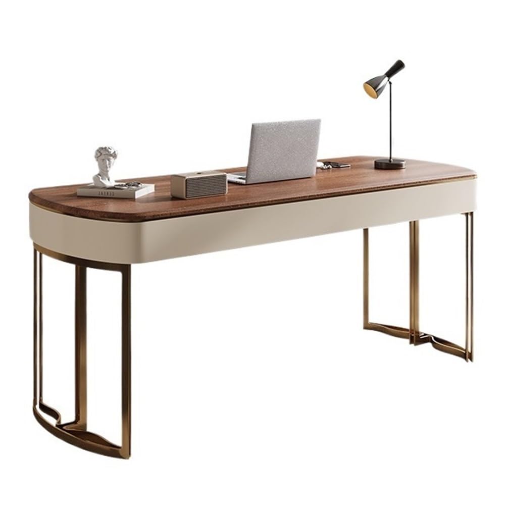 Modern Home Office Desk with Metal Frame & Storage Drawers