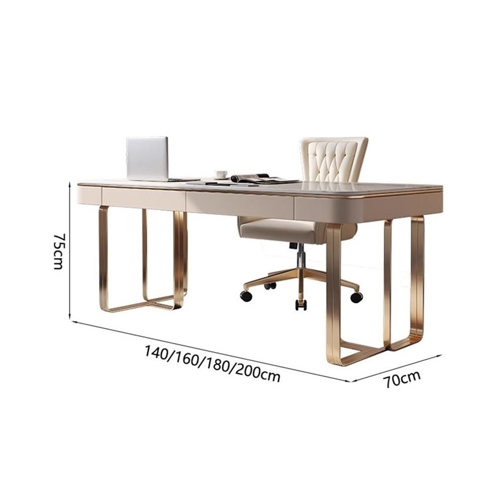 Modern Standing Desk with Rock Slab Top & 2 Drawers