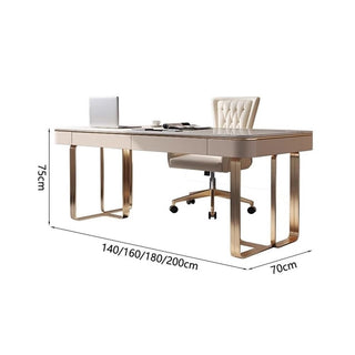 Modern Standing Desk with Rock Slab Top & 2 Drawers