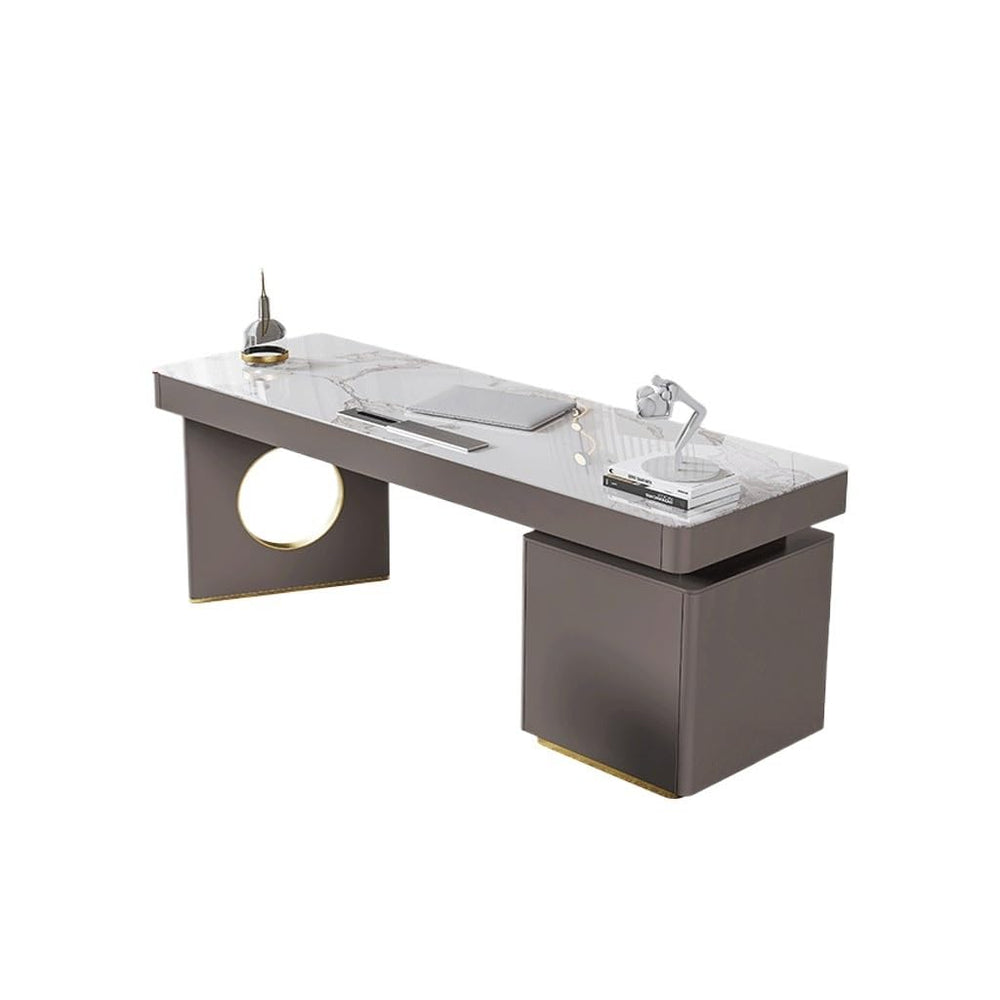 Modern Slate Computer Desk with Stainless Steel Frame
