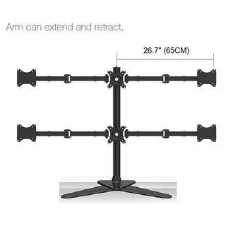 Adjustable Freestanding Six Monitor Desk Stand for 10–27" Screens