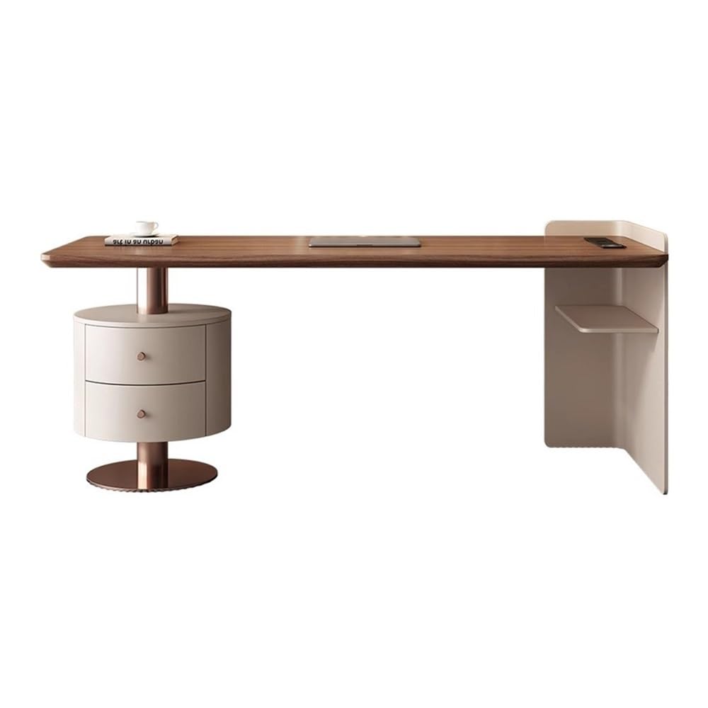 Sit-Stand Office Desk with 2 Drawers, Storage Shelves & Charging Outlets