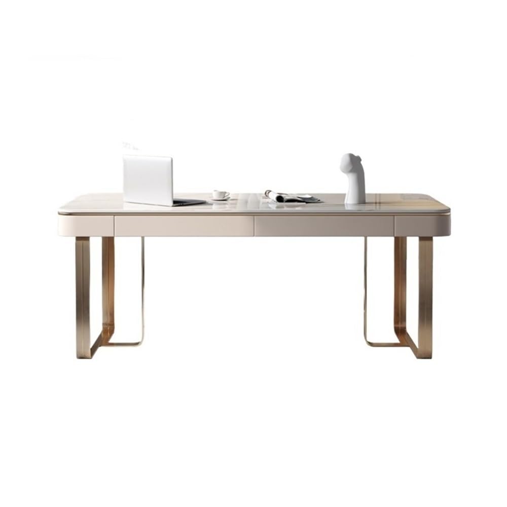 Modern Standing Desk with Rock Slab Top & 2 Drawers