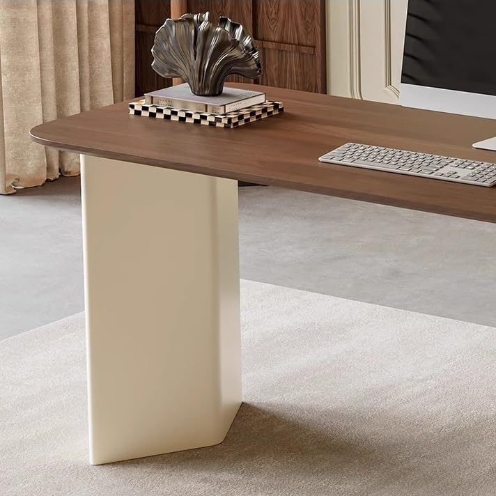 Solid Wood Computer Desk with Modern Retro Design