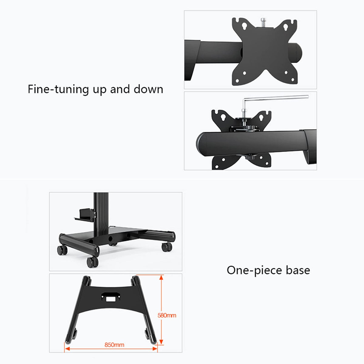 Adjustable Six-Screen Monitor Stand with Mobile Cart & Keyboard Tray