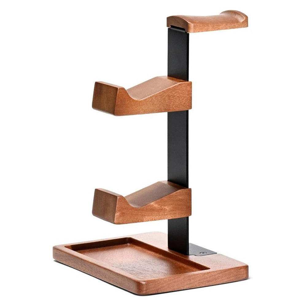 Wooden Headset & Controller Stand with Storage Base