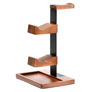 Wooden Headset & Controller Stand with Storage Base