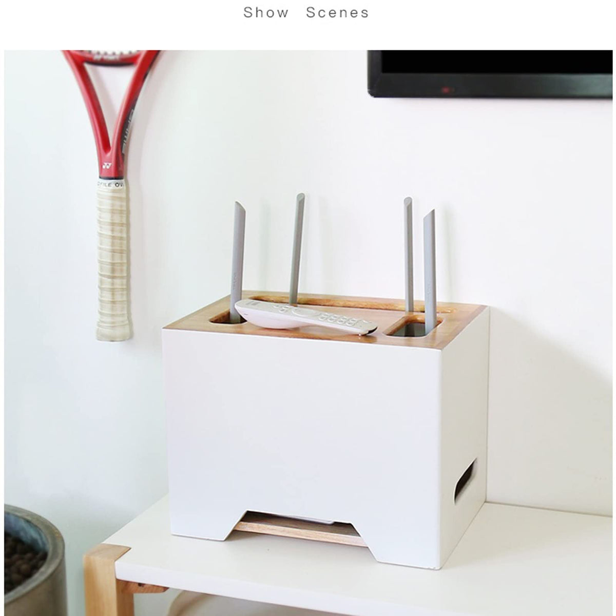 Wooden Cable Management Box for Router & Power Strip