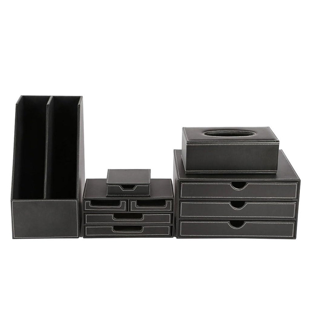 5-Piece Wooden Desk Organizer & File Storage Set