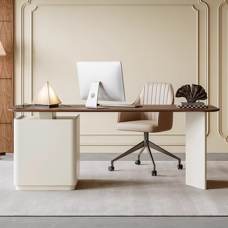 Solid Wood Computer Desk with Modern Retro Design