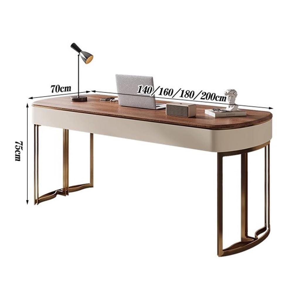 Modern Home Office Desk with Metal Frame & Storage Drawers