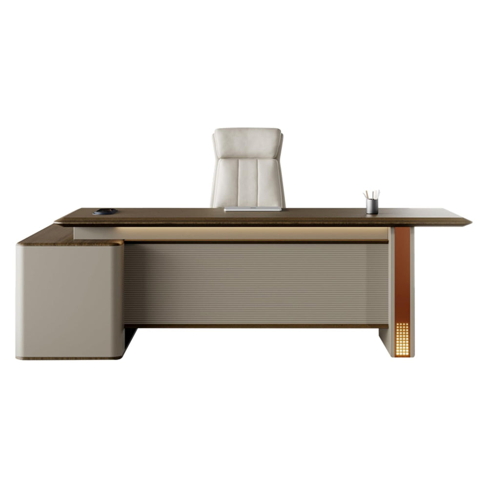 94" Modern L-Shaped Executive Office Desk with Lateral Cabinet