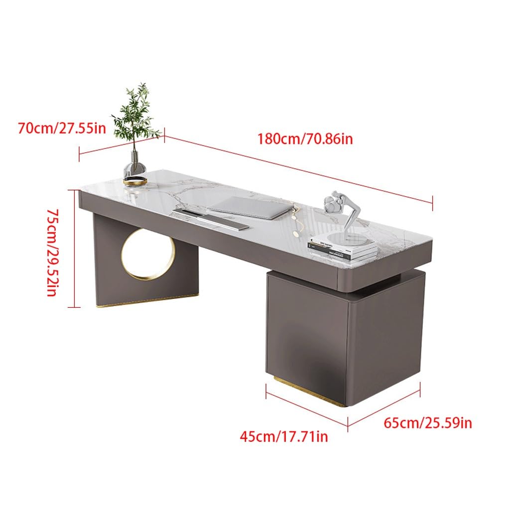 Modern Slate Computer Desk with Stainless Steel Frame