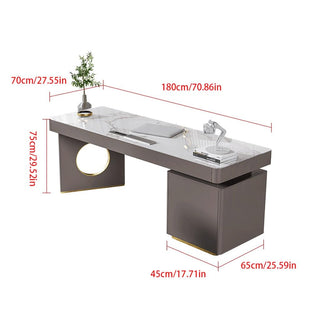 Modern Slate Computer Desk with Stainless Steel Frame