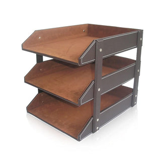 3-Tier Leather A4 Document & File Organizer Tray