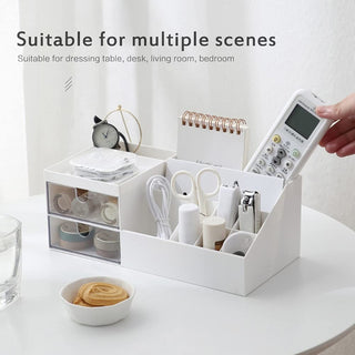 Transparent Multi-Compartment Desktop Storage Organizer with Drawers