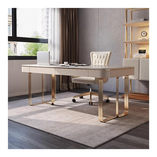 Modern Standing Desk with Rock Slab Top & 2 Drawers