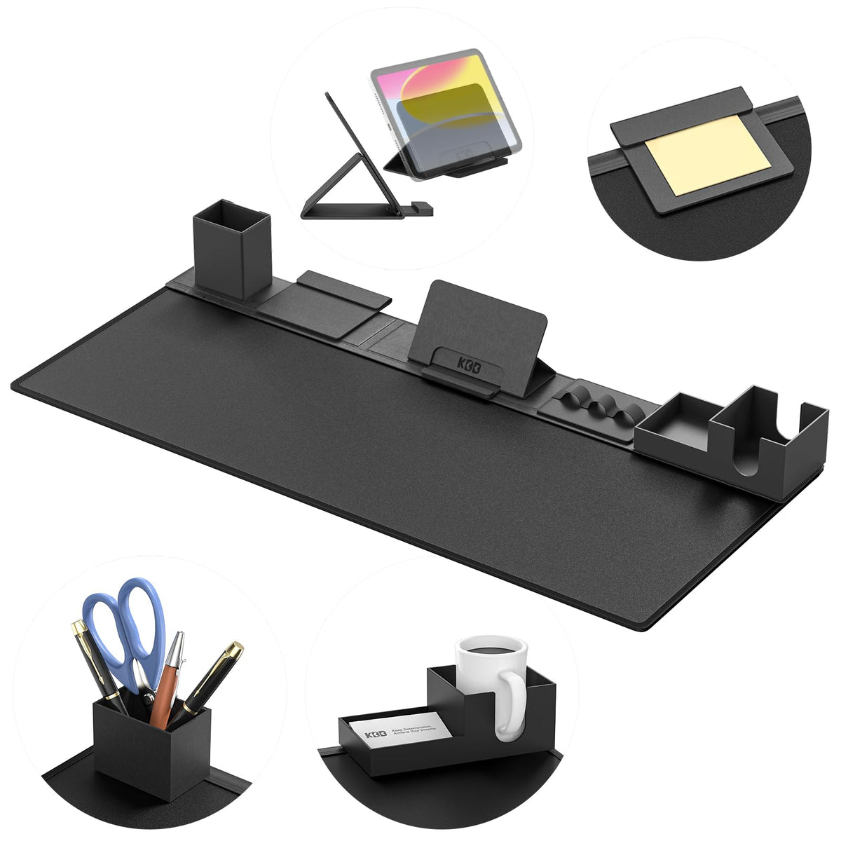 6-in-1 Magnetic Desk Mat Organizer with Phone, Cup & Cable Storage