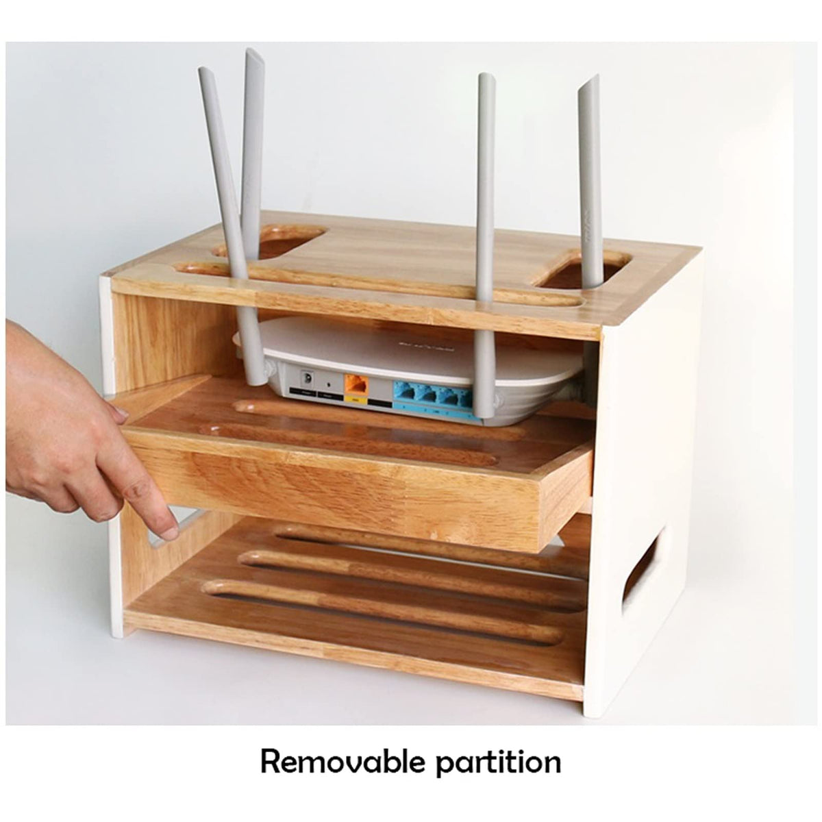 Wooden Cable Management Box for Router & Power Strip