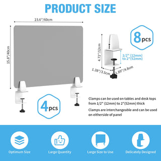 4-Piece Acrylic Desk Privacy Divider with Adjustable Base