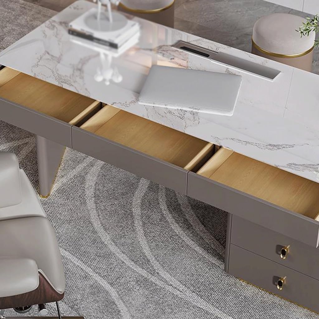 Modern Slate Computer Desk with Stainless Steel Frame