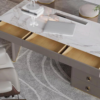 Modern Slate Computer Desk with Stainless Steel Frame