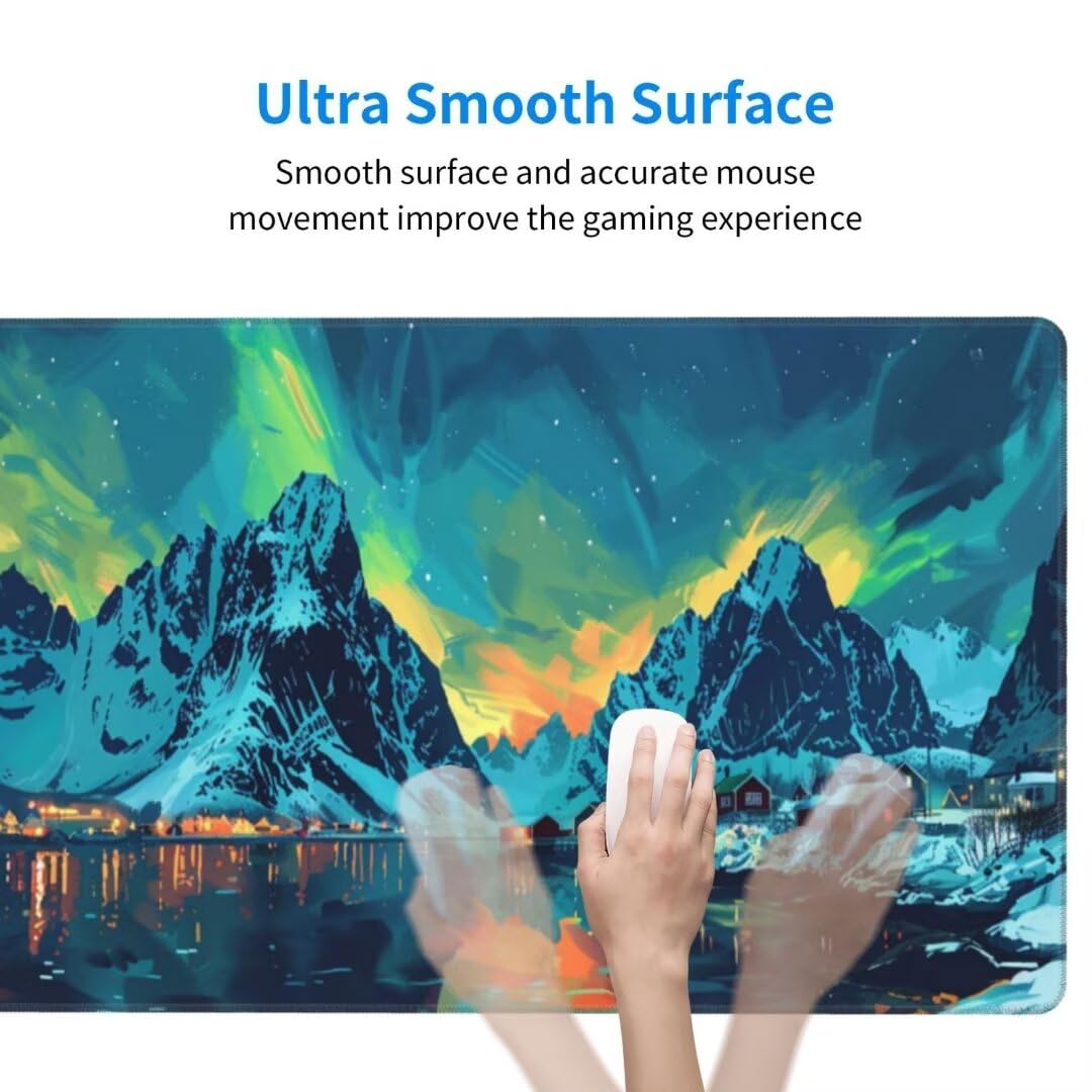 XXL Waterproof Mountain Desk Mat with Non-Slip Rubber Base