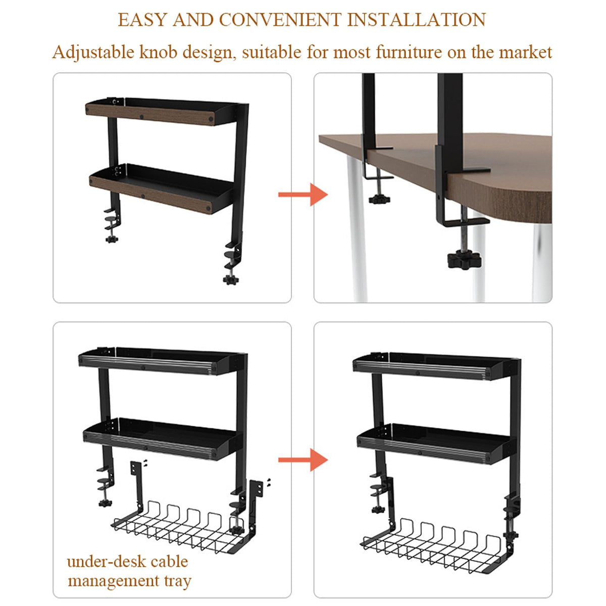 Adjustable Clamp-On Desktop Storage Shelf & Organizer