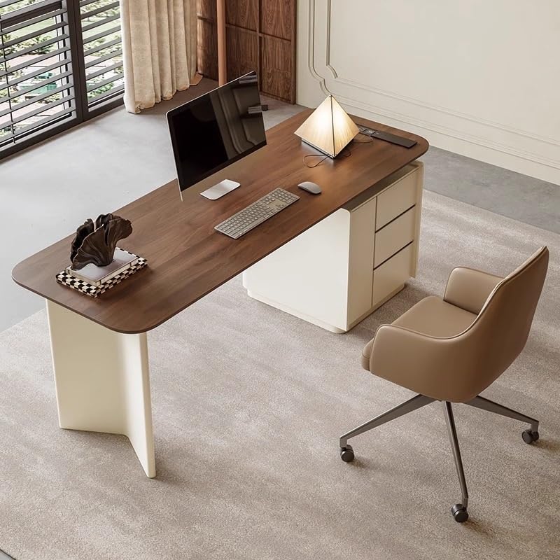 Solid Wood Computer Desk with Modern Retro Design