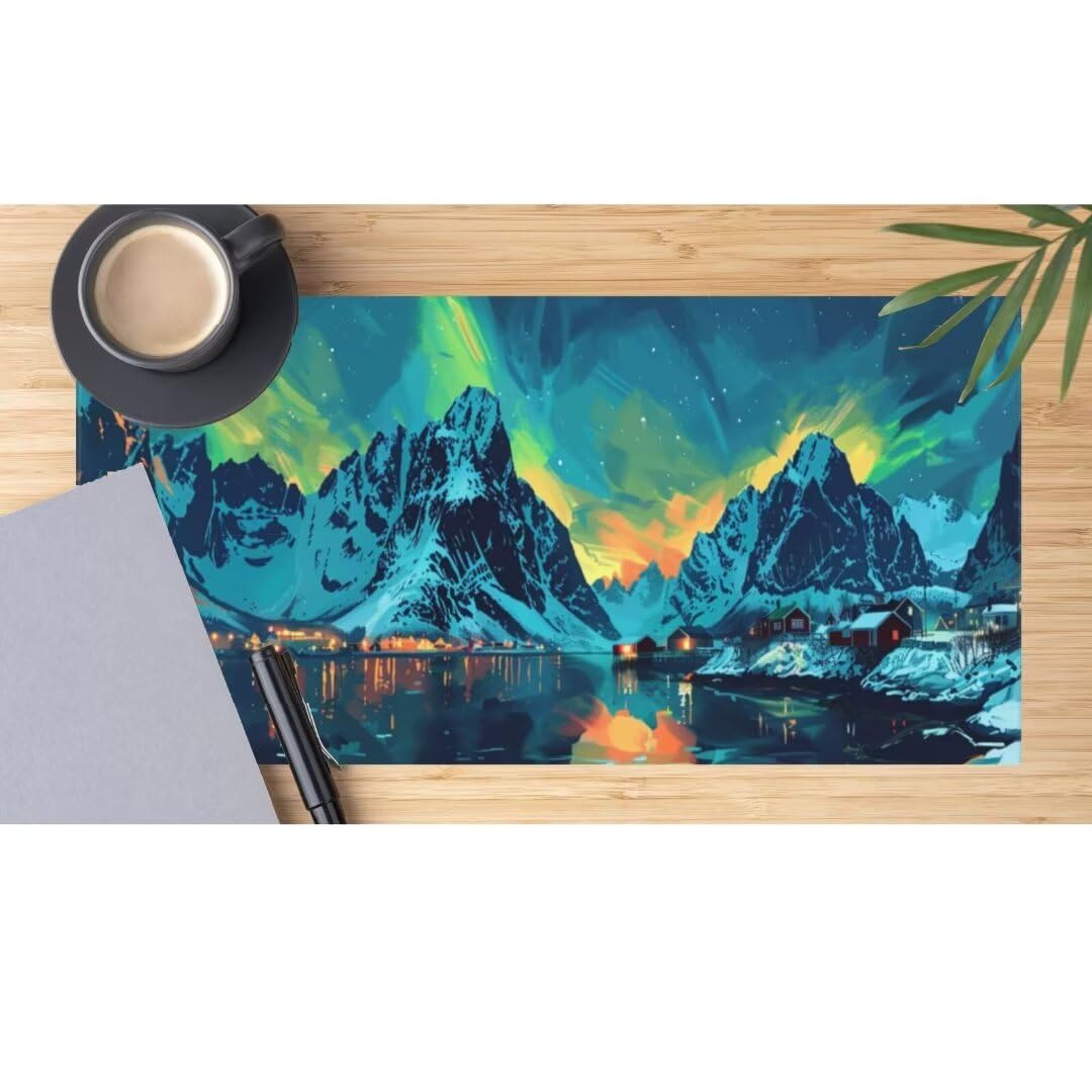 XXL Waterproof Mountain Desk Mat with Non-Slip Rubber Base