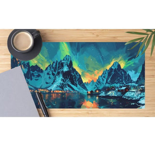 XXL Waterproof Mountain Desk Mat with Non-Slip Rubber Base