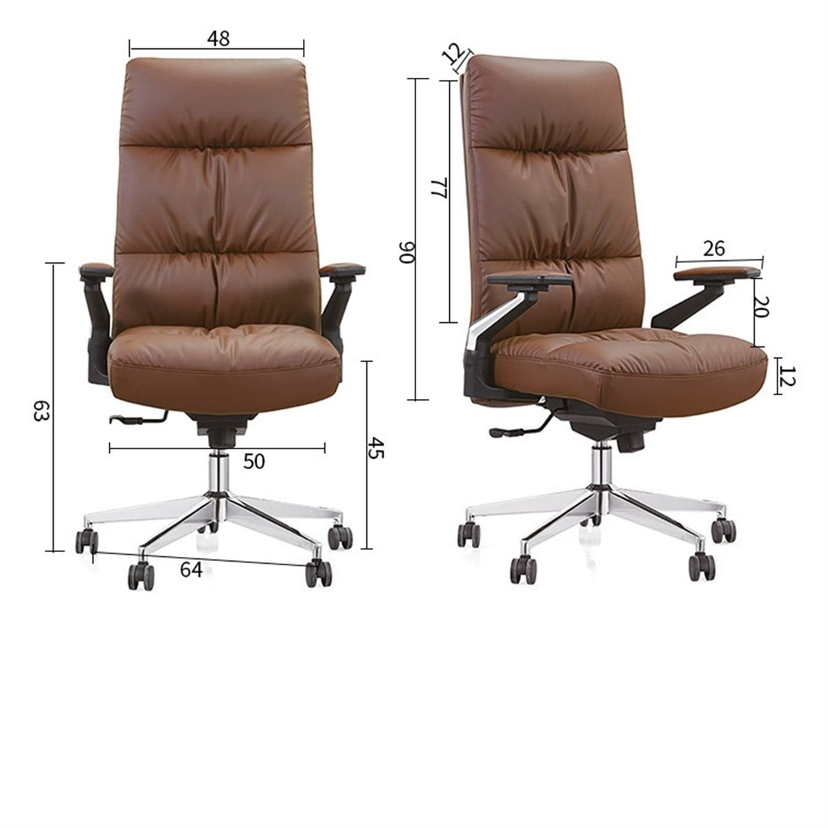 Ergonomic High Back Leather Executive Office Chair with Tilt & Wrist Support