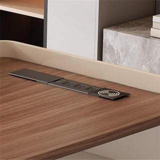Sit-Stand Office Desk with 2 Drawers, Storage Shelves & Charging Outlets