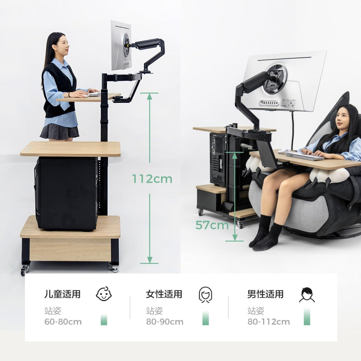 Motorized Sit-Stand Desk with Adjustable Monitor Mount