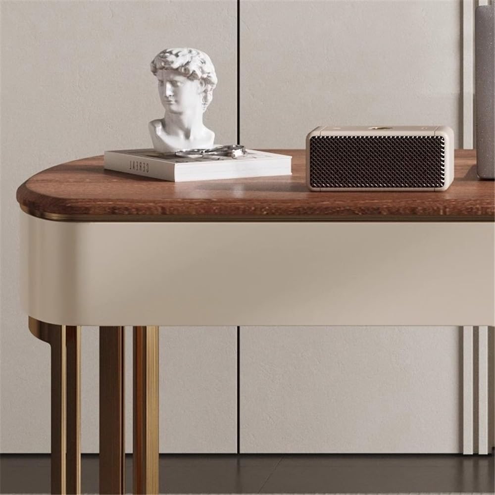 Modern Home Office Desk with Metal Frame & Storage Drawers