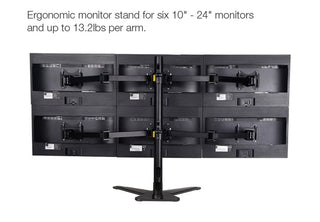 Adjustable Freestanding Six Monitor Desk Stand for 10–27" Screens