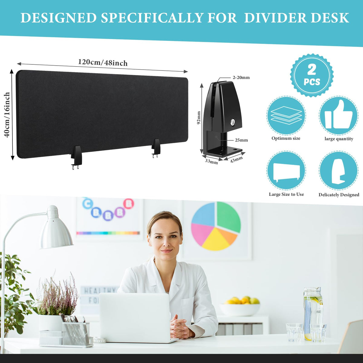 Wesiti 2 Pcs Acoustic Desk Divider Classroom