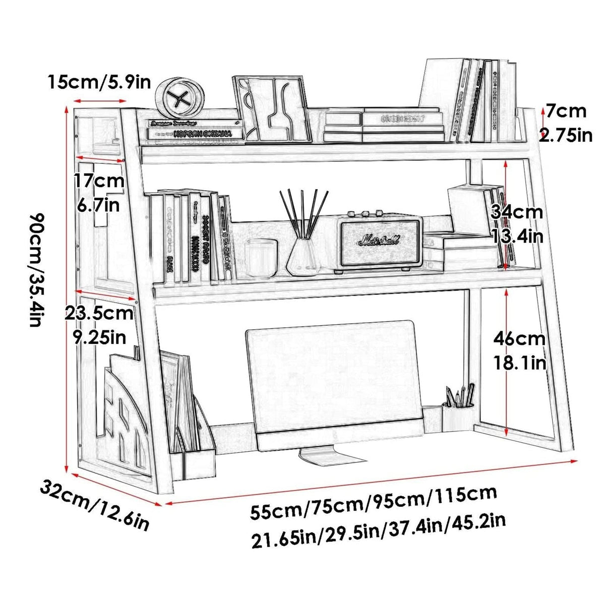Adjustable Wooden Desktop Bookshelf & Storage Organizer