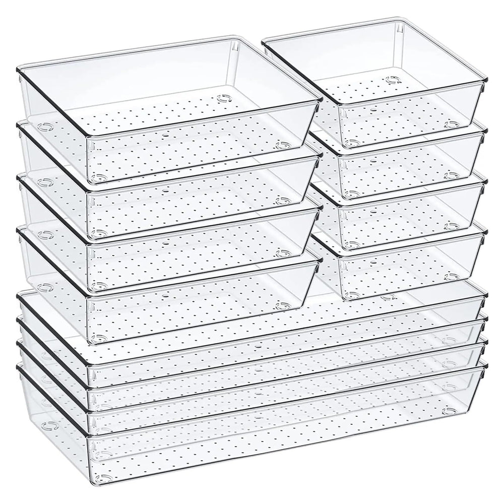 60-Piece Clear Plastic Drawer Organizer Set