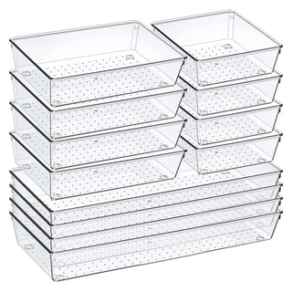 60-Piece Clear Plastic Drawer Organizer Set