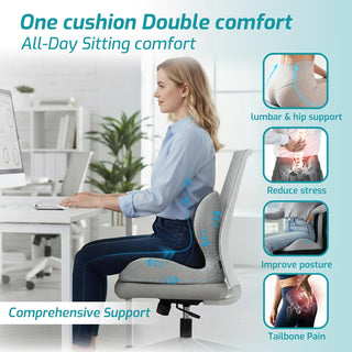 Ergonomic Seat Cushion,Office Chair Cushion with Lumbar Support Pillow