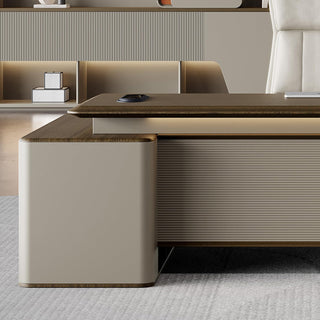 94" Modern L-Shaped Executive Office Desk with Lateral Cabinet