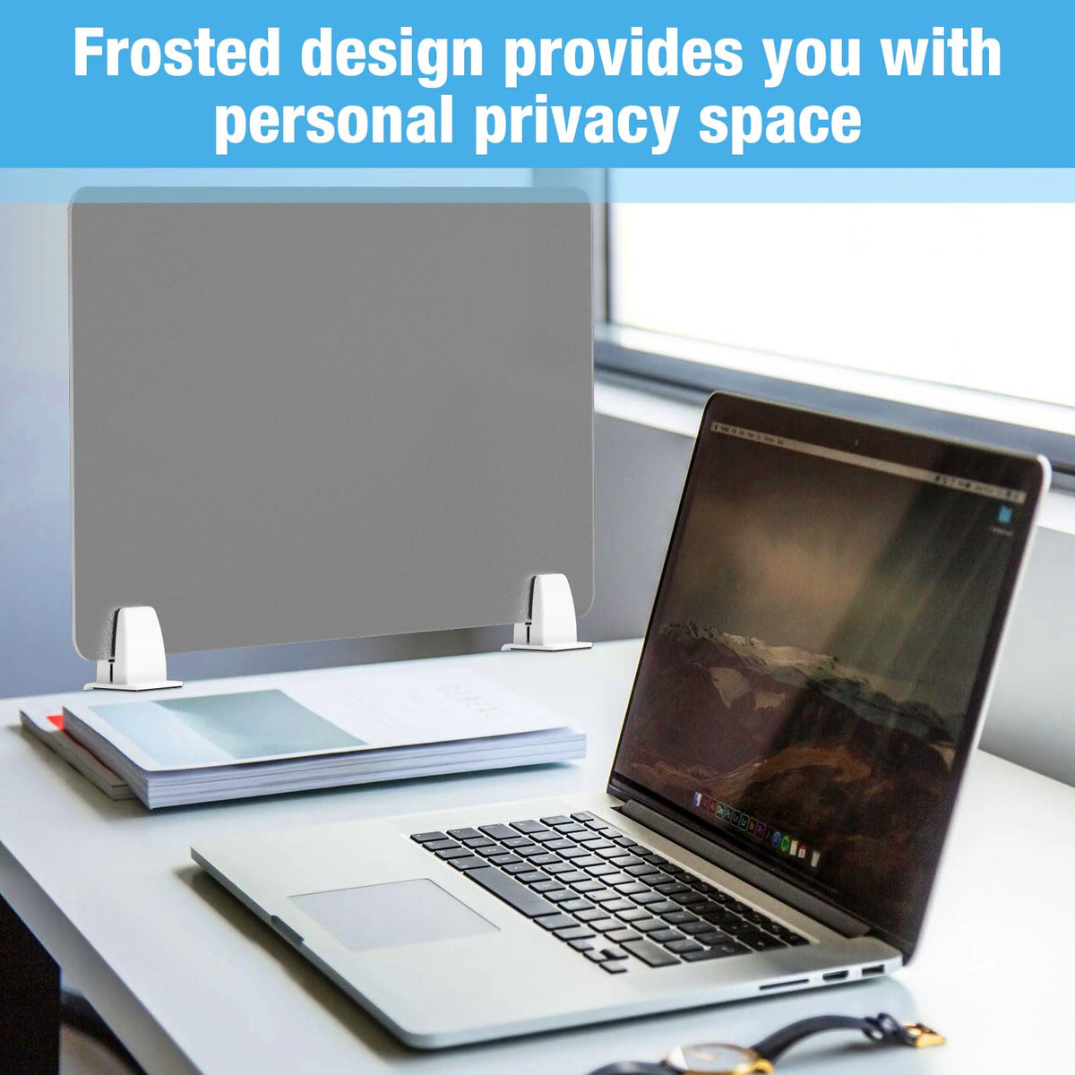 4-Piece Acrylic Desk Privacy Divider with Adjustable Base
