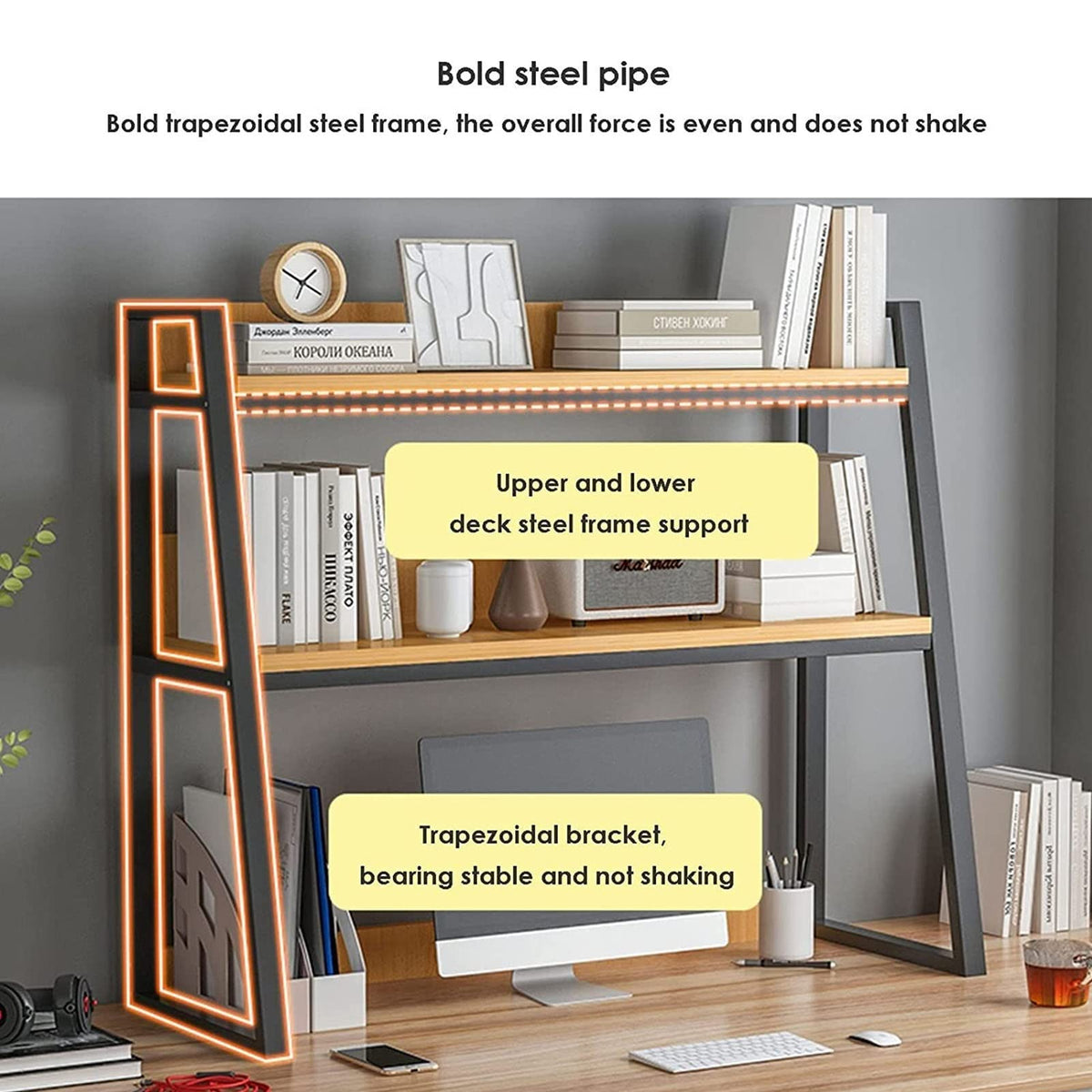 Adjustable Wooden Desktop Bookshelf & Storage Organizer