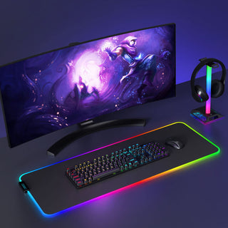 RGB Headphone Stand with Dual USB Charging Ports