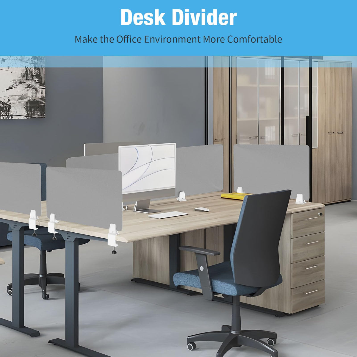 4-Piece Acrylic Desk Privacy Divider with Adjustable Base