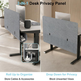 Desk Privacy Panel with Wire Management, 47.2" x 22.5" Cubicle Desk Divider